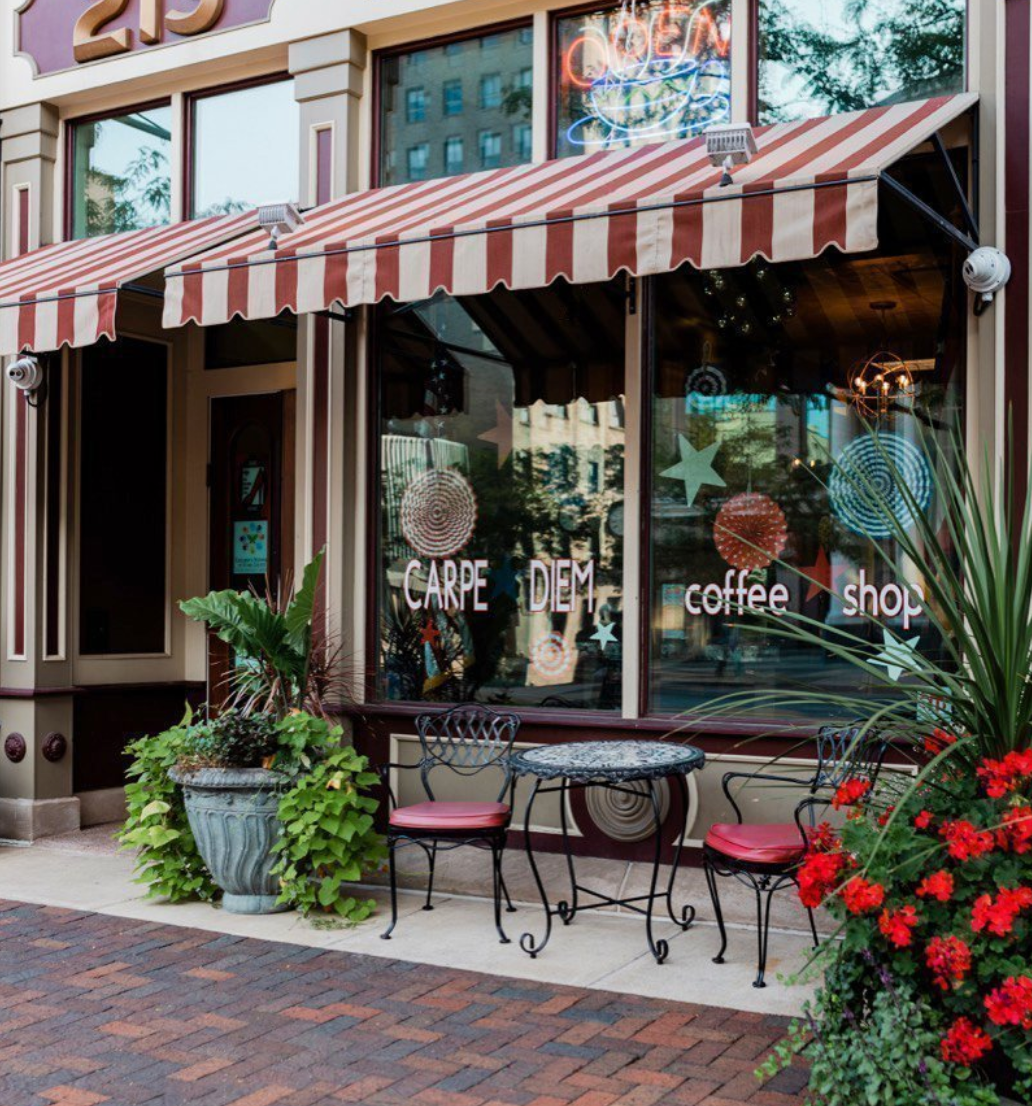 Carpe Diem Coffee Shop, at 215 Market Ave. N in Canton, will be celebrating its 20th anniversary in early November. Owners Cathy and Patrick Wyatt found the shop while it was being renovated and have built the business that then survived a worldwide pandemic.