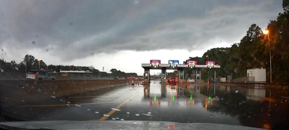 Clouds roll across the sky near the Brick toll plaza exiting the Garden State Parkway southbound Friday afternoon, June 16, 2023.