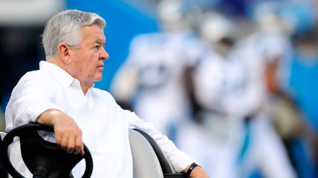 CHARLOTTE, NC - AUGUST 29: Owner Jerry Richardson of the Carolina Panthers before a game against the Pittsburgh Steelers during a preseason NFL game at Bank of America Stadium on August 29, 2013 in Charlotte, North Carolina. The Panthers won 25-10. (Photo by Grant Halverson/Getty Images)