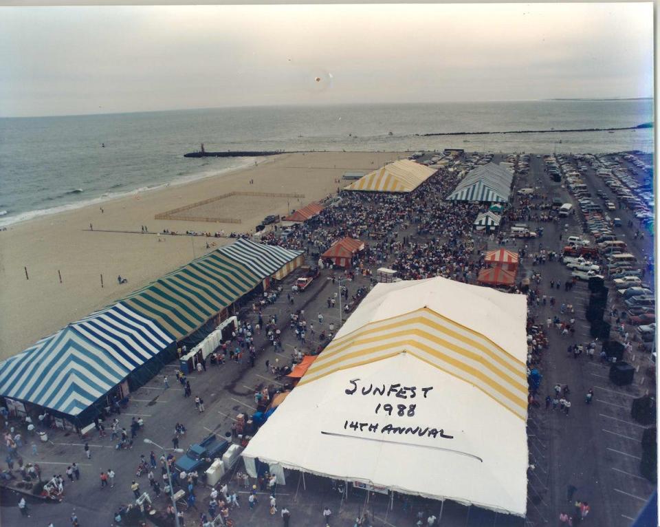 An aerial photograph of Ocean City's Sunfest tents in 1988 located in Ocean City, Md.