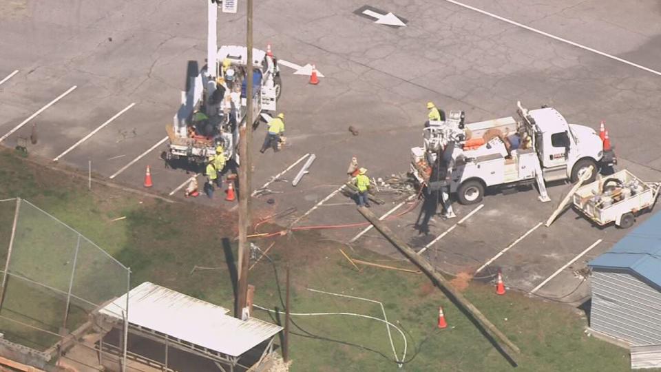 Chopper 9 Skyzoom caught the tornado damage that hit Mt. Ulla Elementary School in Rowan County.