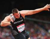 Tom Walsh of New Zealand competes in the Men's Shot Put qualification at Hampden Park Stadium.