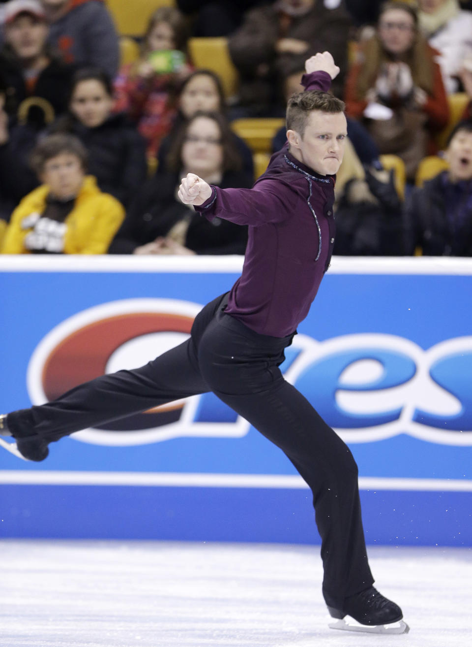 Jeremy Abbott skates during the men's short program at the U.S. Figure Skating Championships, Friday, Jan. 10, 2014, in Boston. (AP Photo/Steven Senne)