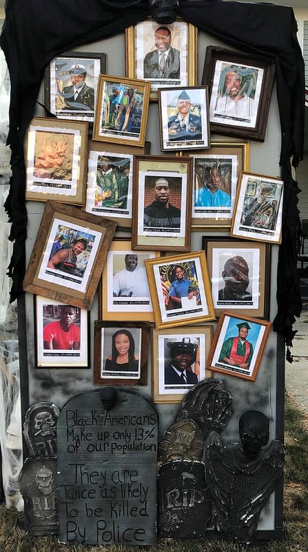 The display includes portraits of Breonna Taylor, George Floyd, Michael Brown and other Black Americans killed by police officers. (Photo: Matt Warshauer)