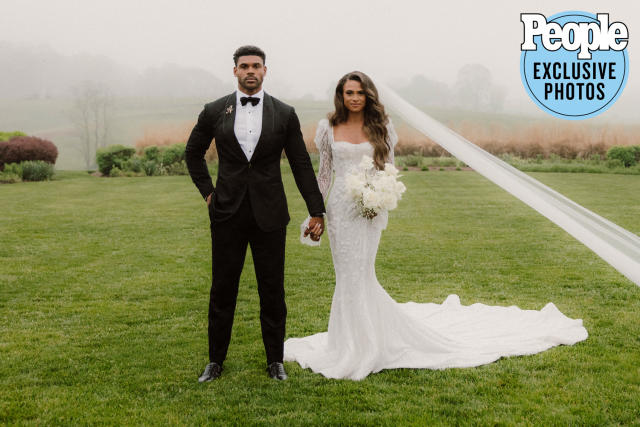 Sydney McLaughlin stuns in Pallas Couture dress as record-breaking track  star marries ex-NFL receiver Andre Levrone Jr