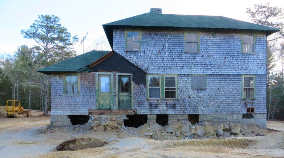 As the circa 1904 farmhouse on the Davis-Douglas Farm in Plymouth was being restored in 2012, Scorpio Craftsmen in Plymouth discovered the stone foundation was crumbling and had to remove and replace it. The former farmhouse is now the Wildlands Trust headquarters.