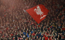 <p>Soccer Football – Champions League Quarter Final First Leg – Liverpool vs Manchester City – Anfield, Liverpool, Britain – April 4, 2018 Liverpool fans Action Images via Reuters/Carl Recine </p>