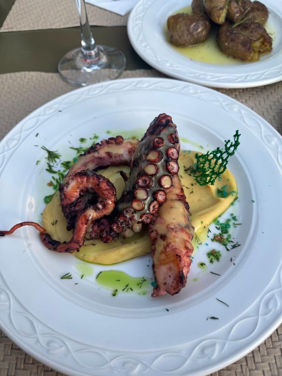 Octopus with fave at the Bay Grill (Suzanne Moore)