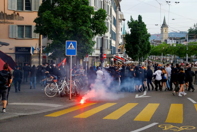 Demonstration against the upcoming World Economic Forum (WEF) in Zurich