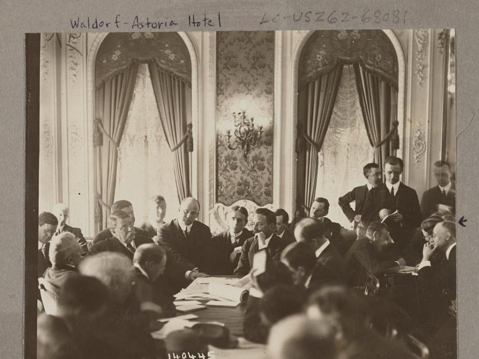 The committee investigating the Titanic's sinking gather at the Waldorf Astoria