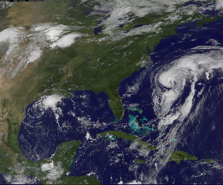 Hurricane Cristobal is seen off the east coast of the United States in an image taken from NOAA's Goes-East satellite at 0907EDT/1307GMT August 27, 2014. REUTERS/NOAA/Handout via Reuters