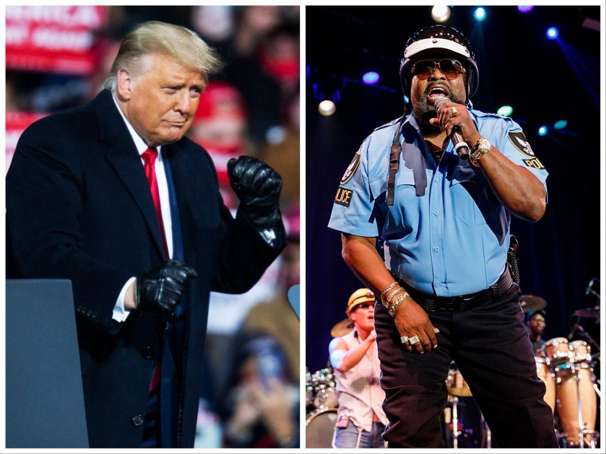 side-by-side of Trump dancing and Victor Willis singing