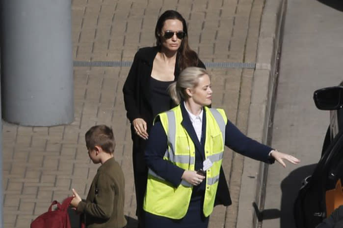 Angelina Jolie, was spotted at Heathrow Airport with her 11-year-old son Knox. Source: Splash News