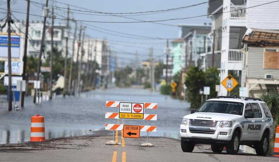 South Lake Park Boulevard in Carolina Beach is closed due to flooding in September 2018.