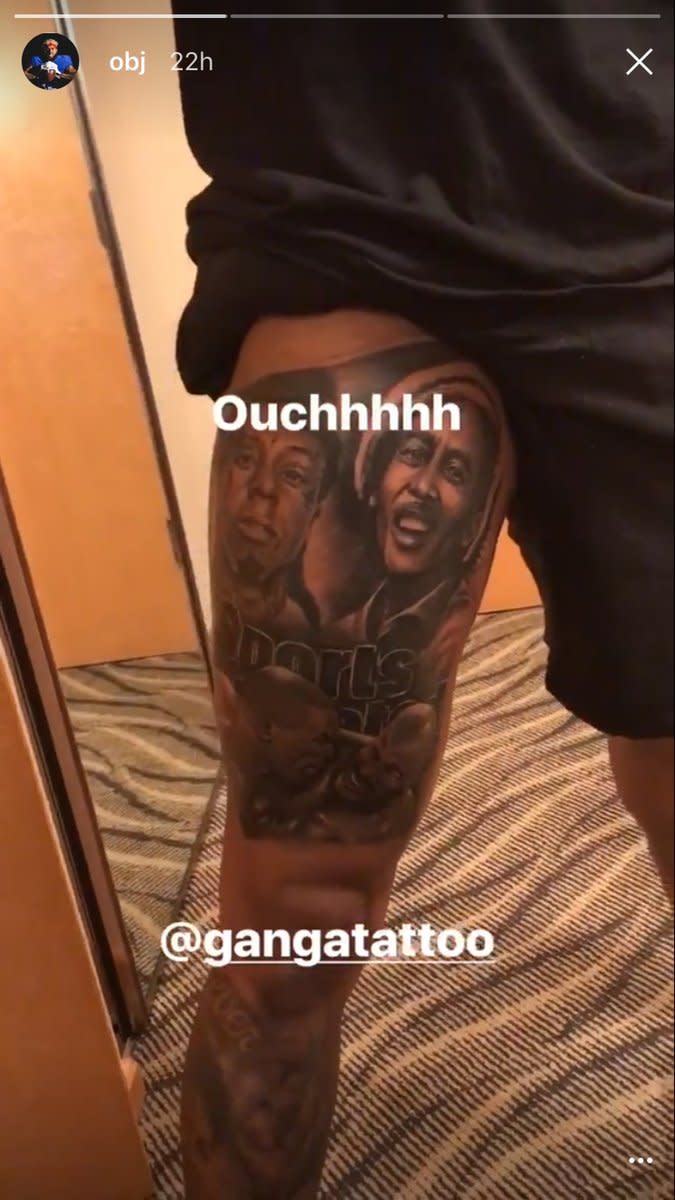 Odell Beckham's newest tattoo. (Snapchat)