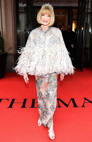 <p>Ilya S. Savenok/Getty Images for The Mark</p> Anna Wintour departs from The Mark Hotel for the 2022 Met Gala.