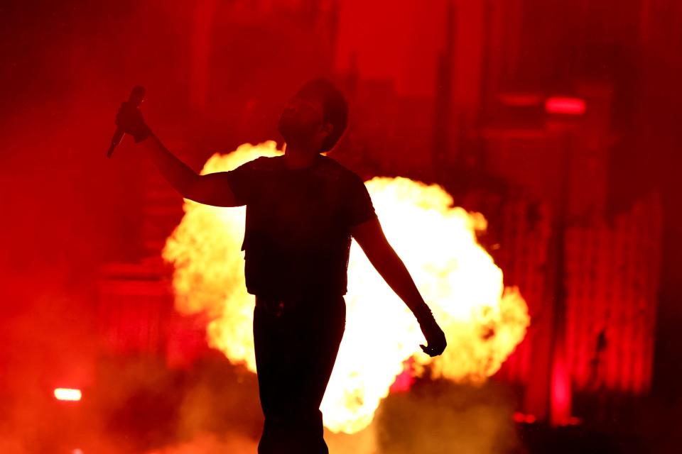 The Weeknd performs at the "After Hours Til Dawn" Tour at Met Life Stadium on July 16, 2022.