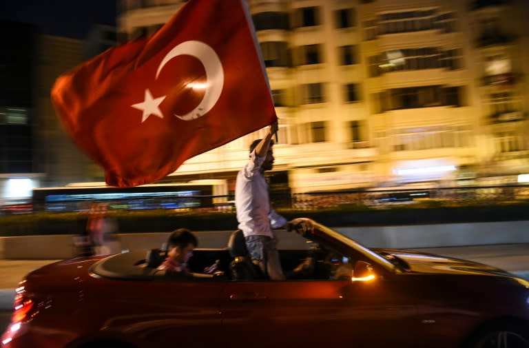 After facing down the bloodiest challenge to his 13-year rule, President Recep Tayyip Erdogan triumphantly addressed flag-waving supporters in Istanbul