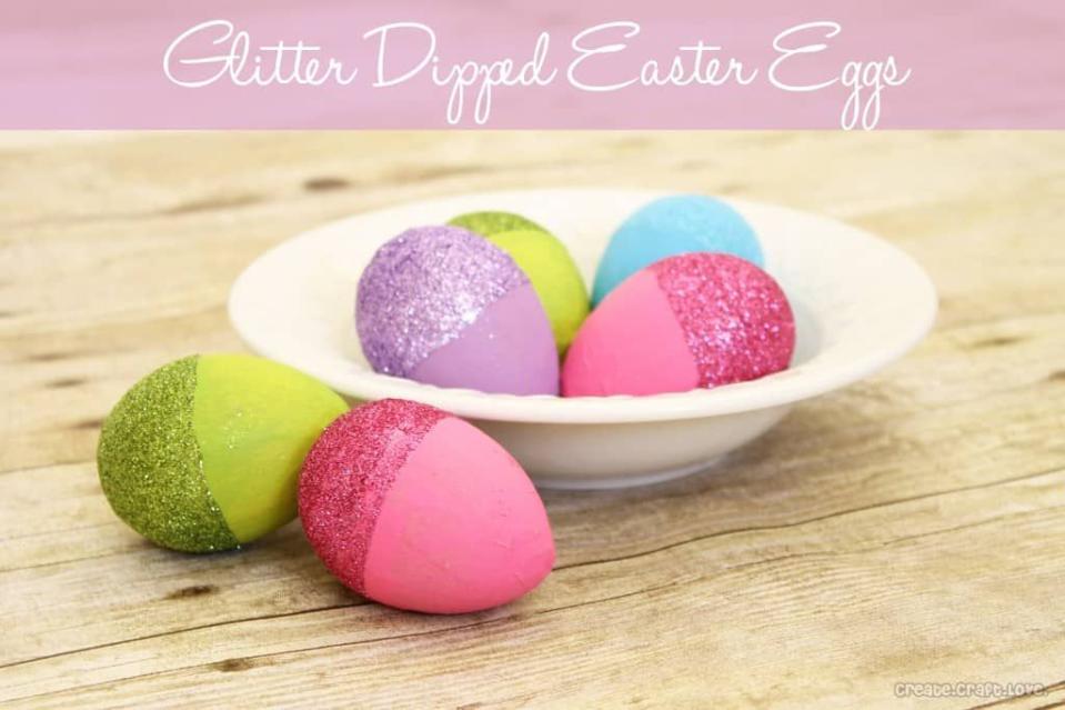 Glitter-Dipped Easter Eggs