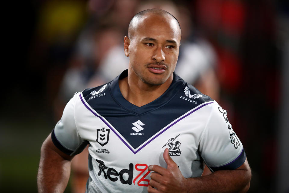 Felise Kaufusi, pictured here in action for the Melbourne Storm.