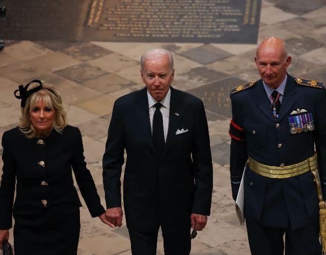 US President Joe Biden accompanied by the First Lady Jill Biden. - Credit: Jack HILL / POOL / AFP) (Photo by JACK HILL/POOL/AFP via Getty Image.