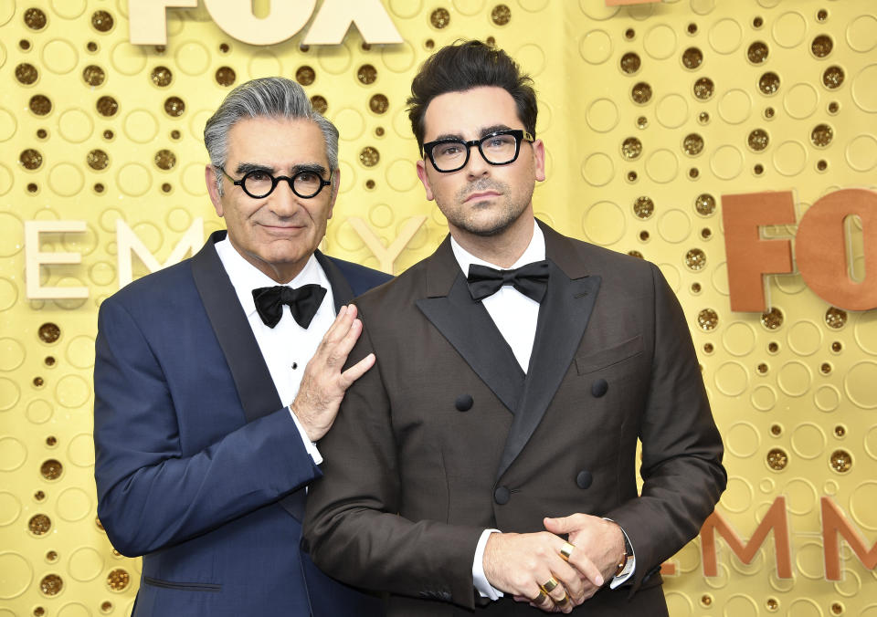 Eugene Levy and Daniel Levy at the 2019 Emmy Awards.  (Photo: Vince Bucci/Invision/AP)