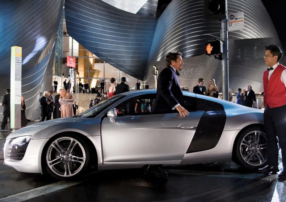 Robert Downey Jr. - as Tony Stark - with the Audi R8.