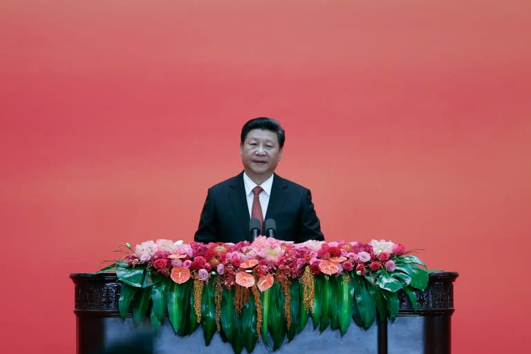 Chinese President Xi Jinping speaks during a reception commemorating the 70th anniversary of the victory over Japan, at the Great Hall of the People in Beijing, on September 3, 2015