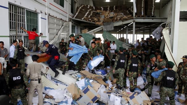 Roof collapse at Cambodia shoe factory