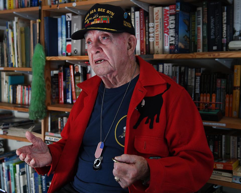 Veterans at the American Legion Post 28 in Spartanburg on Nov. 5, 2022.  Robert Justice, who served in the U.S. Navy Seabees, fought in WWII.
