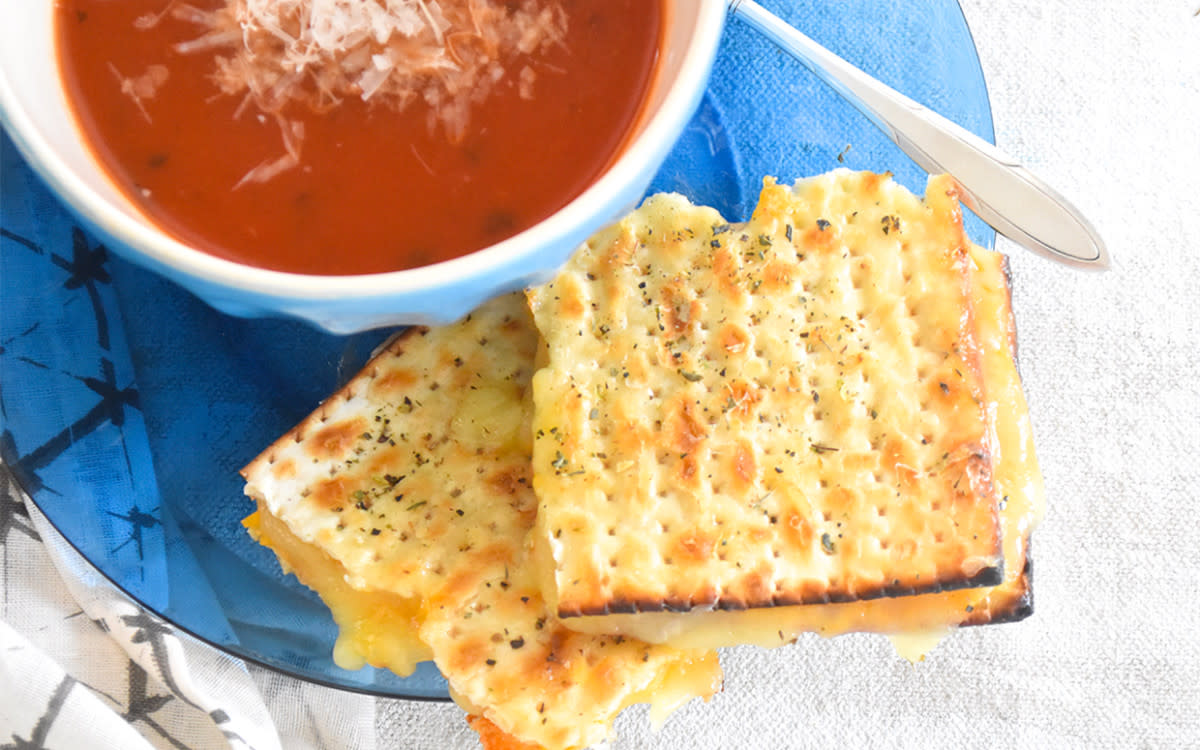 <p>TERESA BLACKBURN</p><p>If you seek a grilled cheese with extra crunch, swap out the bread for matzo sheets. </p><p><strong>Get the recipe: <a href="https://parade.com/842601/communitytable/crunchy-cracker-grilled-cheese/" rel="nofollow noopener" target="_blank" data-ylk="slk:Crunchy Cracker Grilled Cheese;elm:context_link;itc:0;sec:content-canvas" class="link rapid-noclick-resp">Crunchy Cracker Grilled Cheese</a></strong></p><p><strong>Related: </strong><strong><a href="https://parade.com/food/how-to-make-grilled-cheese-with-mayo" rel="nofollow noopener" target="_blank" data-ylk="slk:The Secret Ingredient for Crispy, Crunchy, Perfectly Golden Grilled Cheese Every Time;elm:context_link;itc:0;sec:content-canvas" class="link rapid-noclick-resp">The Secret Ingredient for Crispy, Crunchy, Perfectly Golden Grilled Cheese Every Time</a></strong></p>