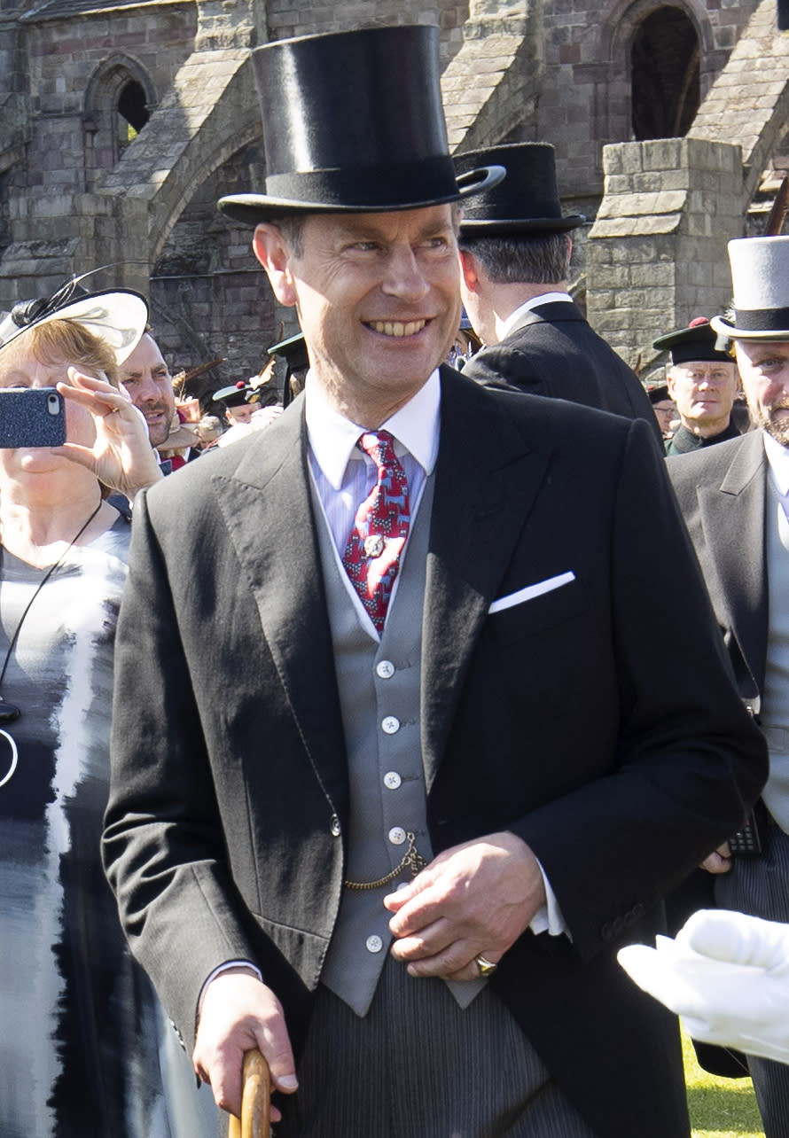 EDINBURGH, SCOTLAND - JULY 03: Prince Edward, Earl of Forfar attends a garden party hosted by Queen Elizabeth II at The Palace Of Holyroodhouse on July 3, 2019 in Edinburgh, Scotland. (Photo by Jane Barlow - WPA Pool/Getty Images)