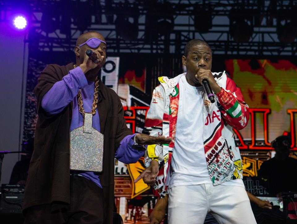 Doug E. Fresh (right) and Slick Rick will perform Saturday at Blue Cross Arena as part of the Masters of the Mic: Hip Hop 50 tour.