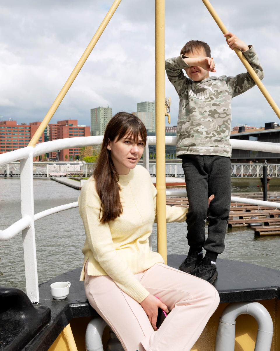 Julia and Danilo Martyshkina aboard the M.L.V Castor in Rotterdam on April 30.<span class="copyright">Max Pinckers for TIME</span>