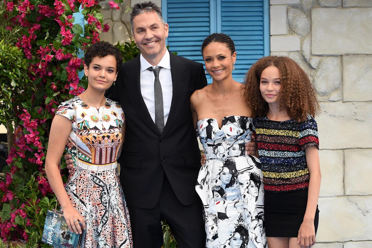 Ripley Parker, Ol Parker, Thandie Newton and Nico Parker attend the World Premiere of "Mamma Mia! Here We Go Again"