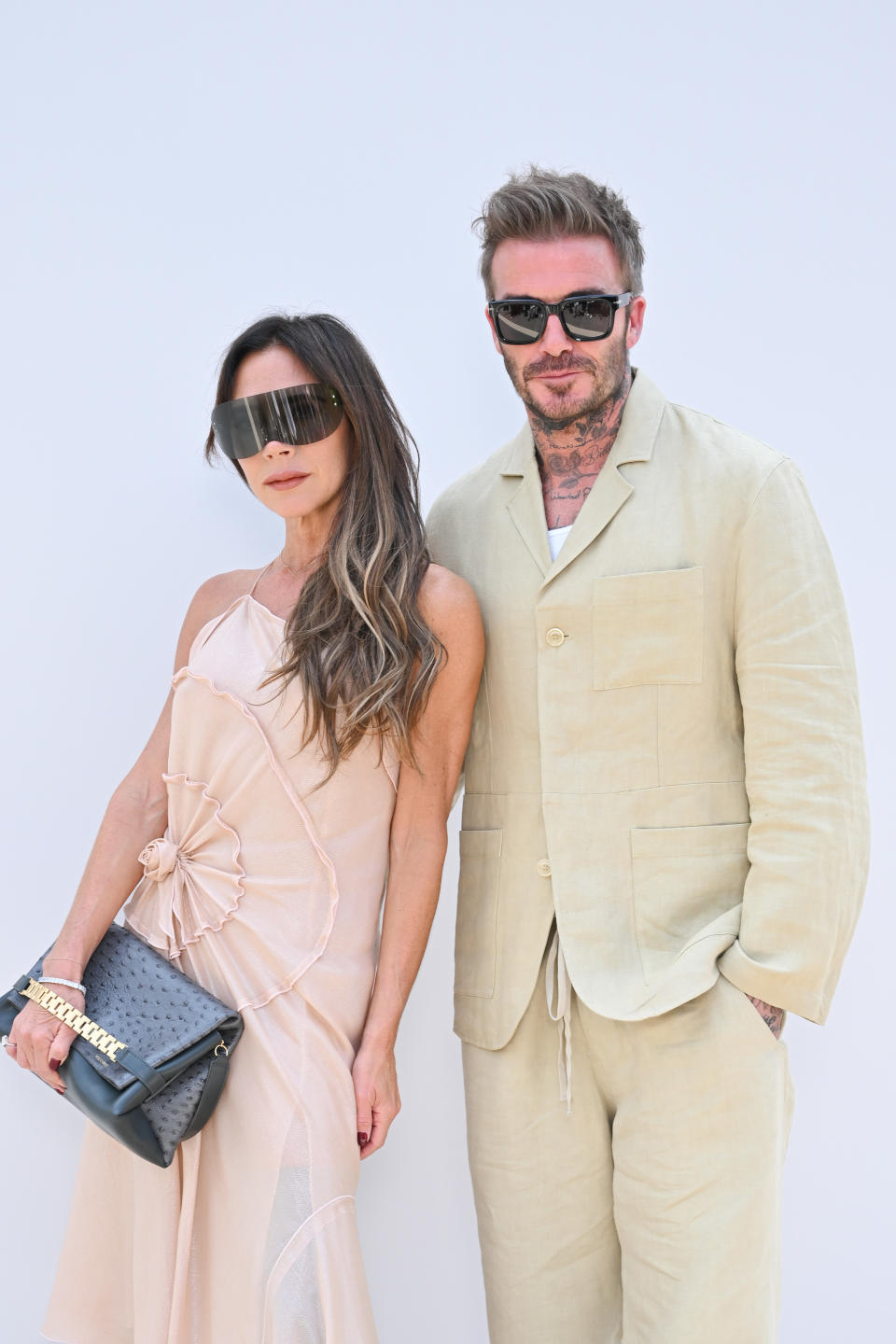 Closeup of Victoria and David Beckham