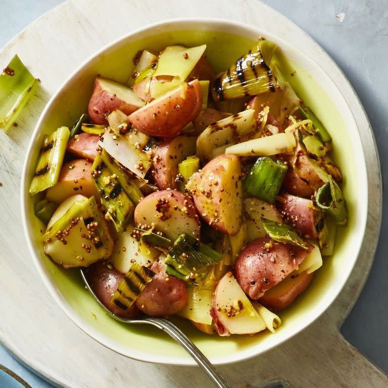 <p>Toss this mild oniony veg on the grill for a boost of charred flavor to a classic grainy mustard potato salad.</p><p><em><a href="https://www.goodhousekeeping.com/food-recipes/easy/a27481631/grilled-leek-potato-salad-recipe/" rel="nofollow noopener" target="_blank" data-ylk="slk:Get the recipe for Grilled Leek Potato Salad »;elm:context_link;itc:0;sec:content-canvas" class="link ">Get the recipe for Grilled Leek Potato Salad »</a></em> </p><p><strong>RELATED: </strong><a href="https://www.goodhousekeeping.com/food-recipes/easy/g27408619/bbq-side-dishes/" rel="nofollow noopener" target="_blank" data-ylk="slk:50 Easy BBQ Side Dishes to Make This Summer;elm:context_link;itc:0;sec:content-canvas" class="link ">50 Easy BBQ Side Dishes to Make This Summer</a></p>