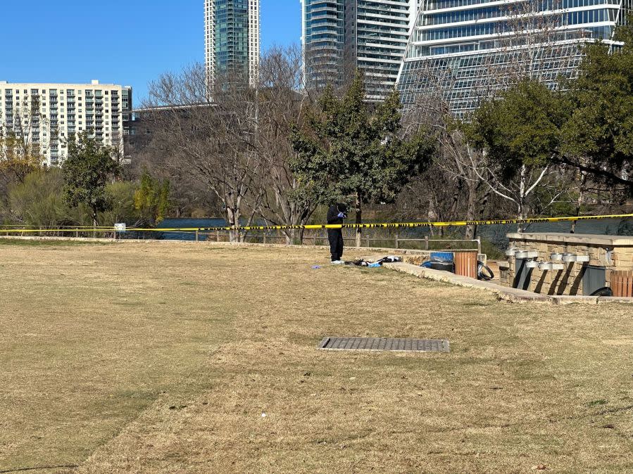 Paramedics rushed one person to the hospital Tuesday morning after a reported stabbing near Auditorium Shores. (KXAN Photo/Sarah Al-Shaikh)