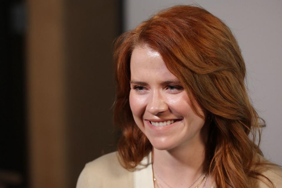 Elizabeth Smart smiles during a media interview in Salt Lake City on Tuesday.