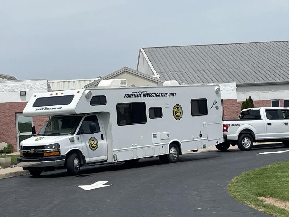 The York County Forensic Investigative Unit is at the scene of a search for a missing woman near the Bible Baptist Church on the Susquehanna Trail May 3, 2024.