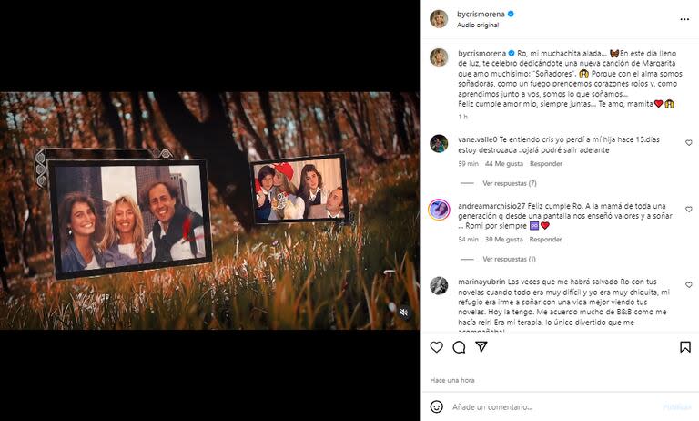 El emotivo posteo que le dedicó Cris Morena a Romina, en el día que hubiese cumplido 50 años (Foto: Instagram @bycrismorena)