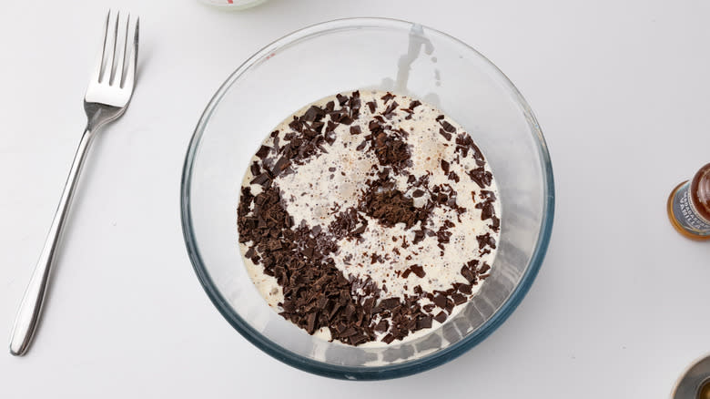 bowl containing chocolate and cream