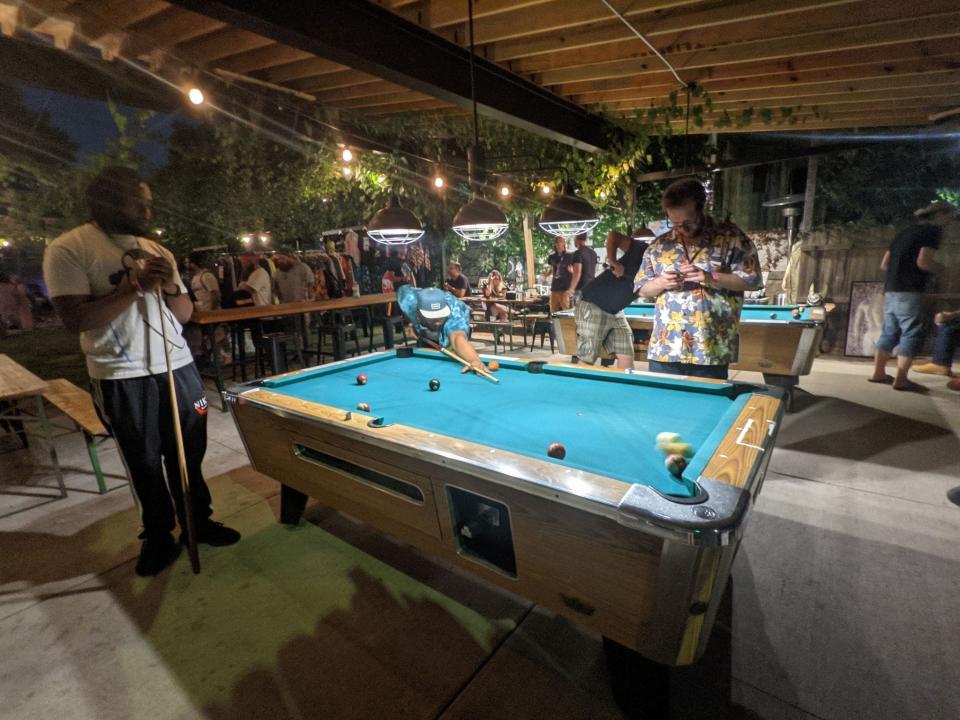 Outdoor pool tables are available at Trixie's Bar in Hamtramck.