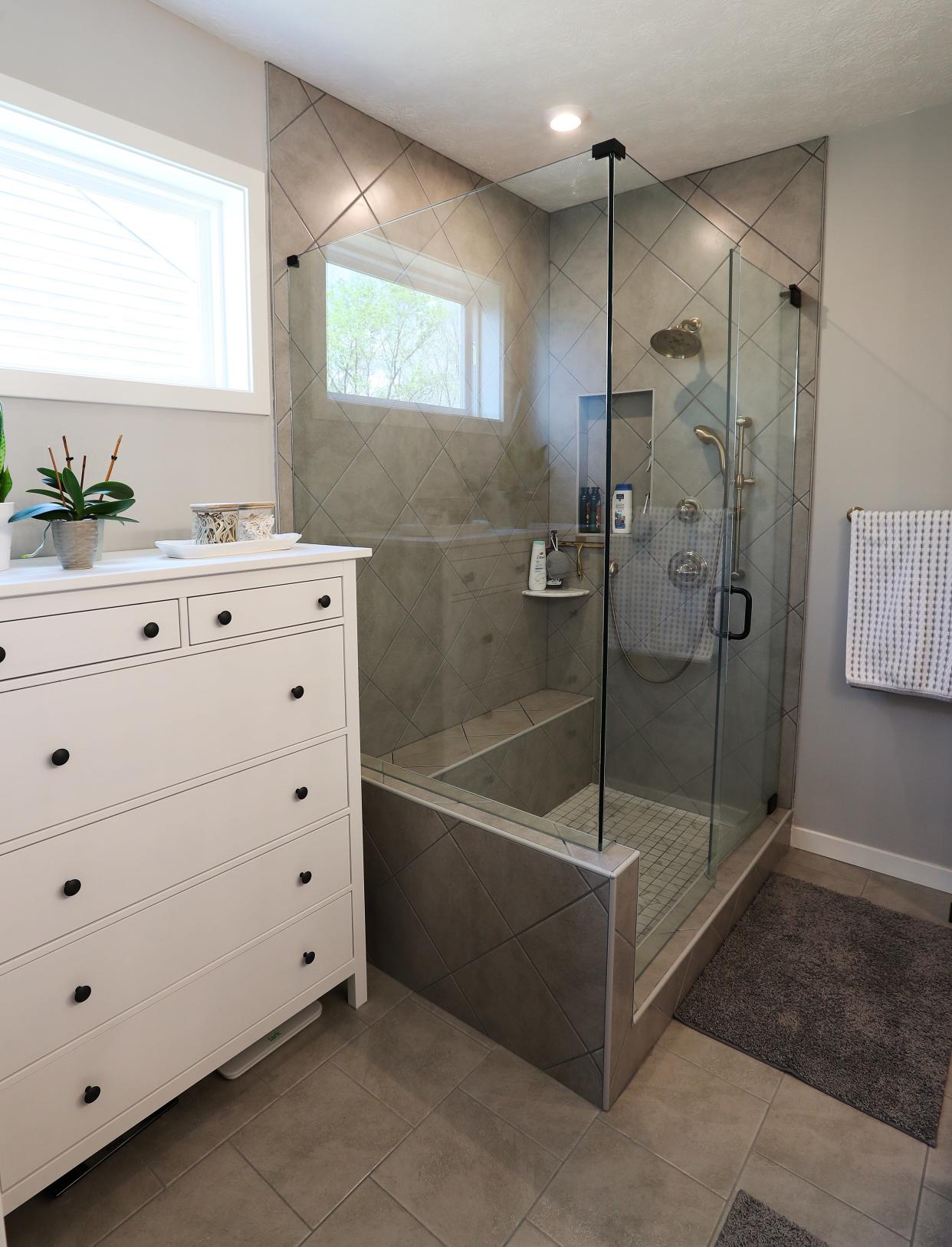 The main bathroom inside the home of Gloria and Alex Restrepo in Louisville, Ky. on Apr. 24, 2024.