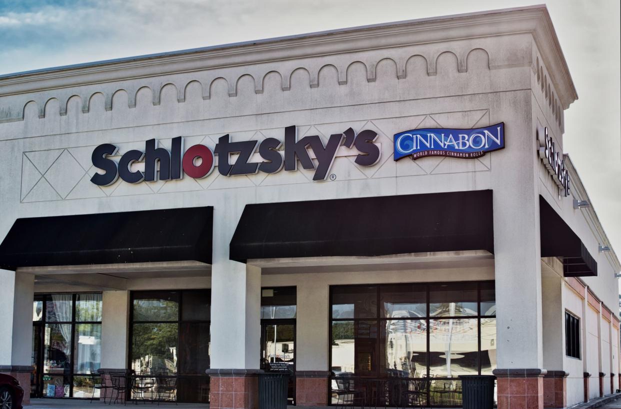 Houston, Texas USA 11-12-2021: Schlotzsky's restaurant exterior located in Houston, Texas. Fast food chain founded in 1971.