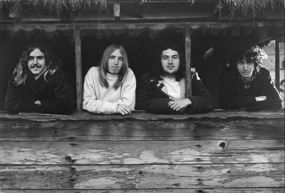 Mudcrutch members (from left) Tom Leadon, Tom Petty, Randall Marsh and Mike Campbell on the "Mudcrutch Farm" in Gainesville during the early 1970s.