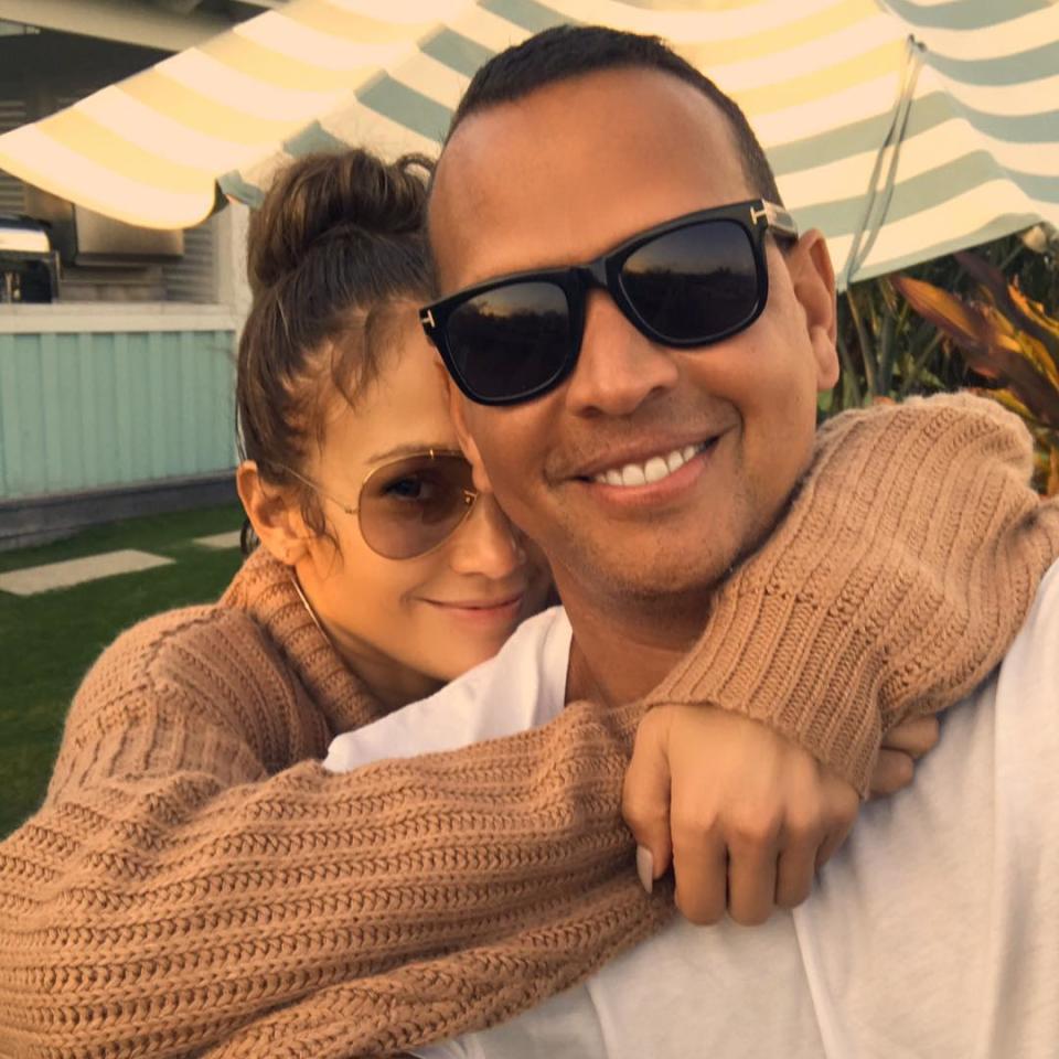 Jennifer Lopez and Alex Rodriguez cuddle up