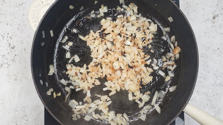 onions in frying pan