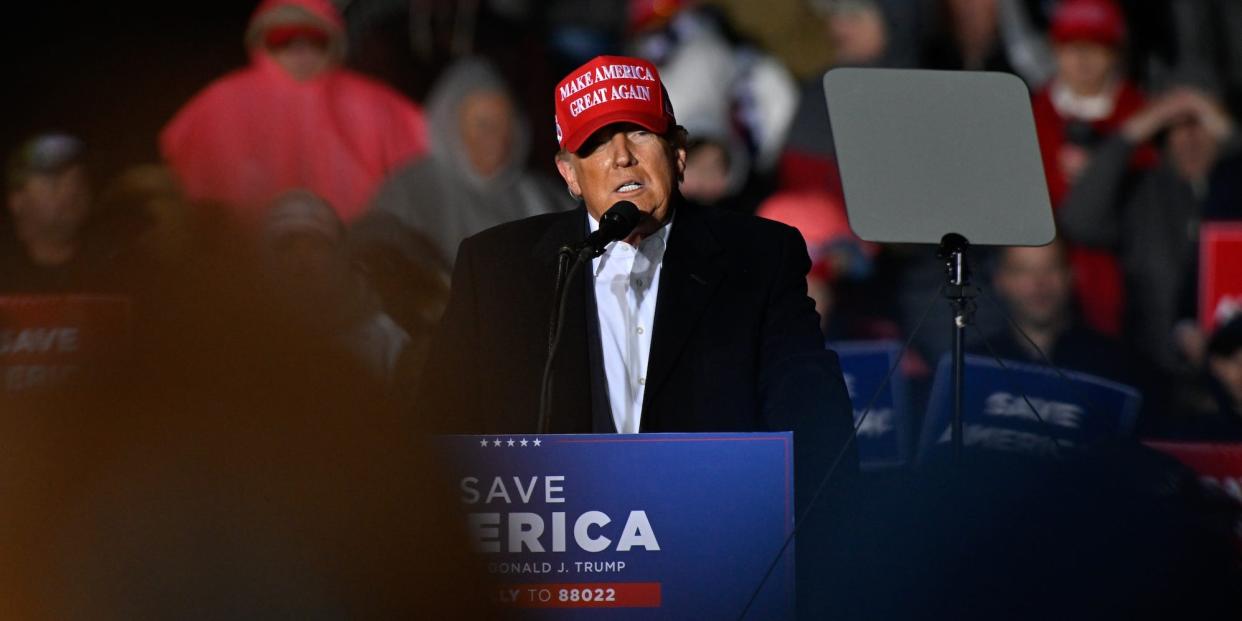 Former President Donald Trump at a rally in Florence, South Carolina on March, 12, 2022.