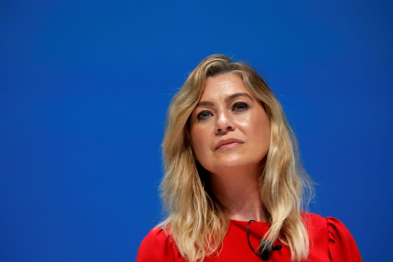 FILE PHOTO: Ellen Pompeo attends a conference at the Cannes Lions International Festival of Creativity, in Cannes